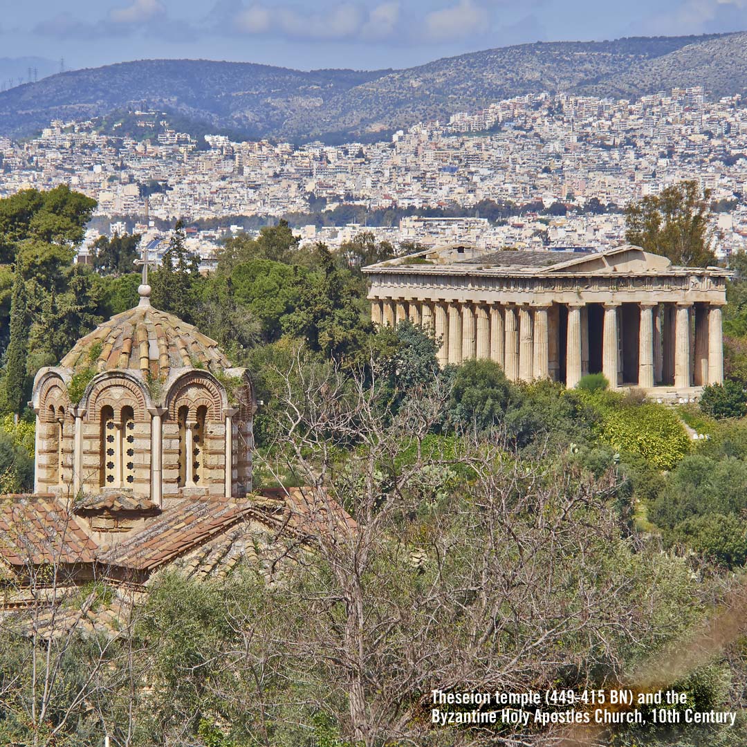 Click to enlarge - the Theseion Temple and Holy Apostles Church in Athens Greece The Theseion Temple and Holy Apostles Church in Athens Greece